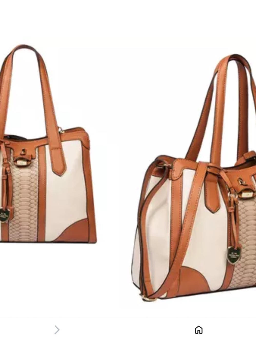 Cream and Tan Women's Satchel Handbag, no marks in or out - Picture 2 of 6